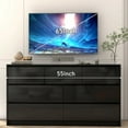 thumbnail image 2 of Blotout Black Malm Dresser for Bedroom, 55" Long Dresser High Gloss Dresser with 7 Drawers, Large Wood Chest of Drawer Handle Free, Dresser for Bedroom, Living Room, Entryway, Hallway, 2 of 7