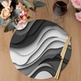 thumbnail image 3 of Black Grey Ombre Round 15 Inch Placemats Set of 2, Moire Modern Aesthetics Geometric Abstract HeatResistant Non Slip Place Mats for Dining Table, Wipeable Braided Kitchen Table Mats for Housewarming, 3 of 9
