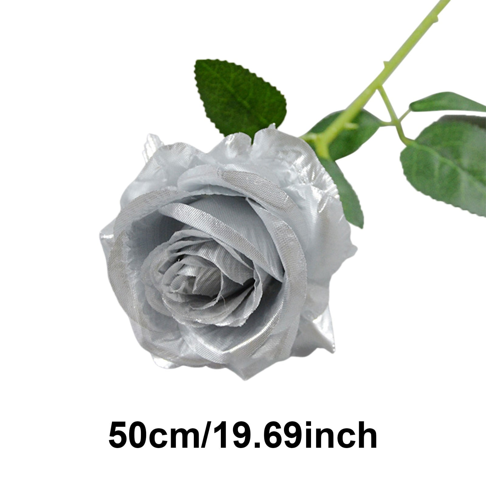 ZFSBZBS Artificial Rose 10pcs Open Flower Bouquet Faux Rose Stems for Wedding Arrangement, Bridal Bouquet, Centerpiece, Fake Faux Silk Flowers,Silver*10 Pcs