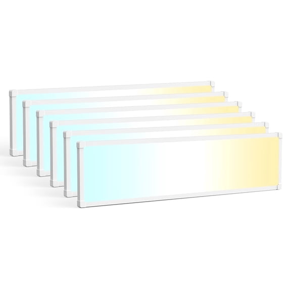 6 Pack 1x4 LED Flat Panel Light – 5500LM Ultra-Bright, Dimmable 30-50W, 3000K-6500K Adjustable, 0-10V Dimming, Slim Surface Mount Ceiling Light for Office, Home, Garage