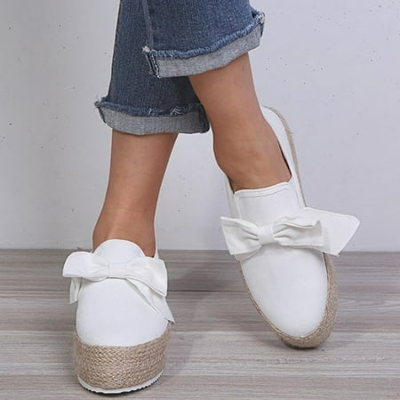 

Omagie Womens Shoes Clearance Mother s Day Gifts Women s Bow Thick Bottom Round Head Wear Sleeve Flat With Casual Single Shoes