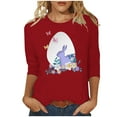 thumbnail image 2 of EQWLJWE Women’s Top Plus Size Tunic Easter Day 3/4 Sleeve Shirt Round Neck Cute Bunny Floral Eggs Graphic Blouses Casual Pullover Tee for Vacation Trip Hawaiian(Red,2XL), 2 of 4