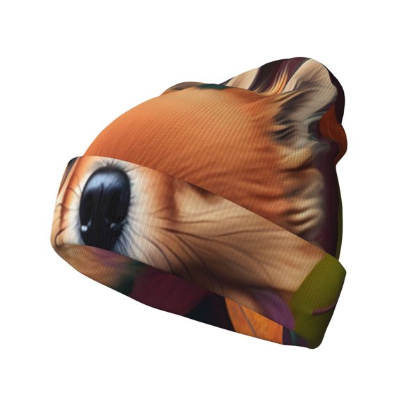 Kdxio Colorful Leaf Chihuahua Winter Beanie for Men Women Beanie Knit Hat Cuffed Cap Beanie Knit Chunky Snow Cap