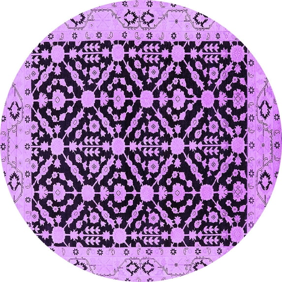 Ahgly Company Indoor Round Oriental Purple Traditional Area Rugs, 8' Round