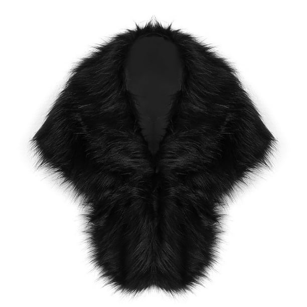 Minnieouse Chaqueta nupcial de invierno con plumas para mujer, chal, abrigo, bufanda para fiesta de Navidad, vestirse para el trabajo diario informal Accesorios de disfraces Negro Minnieouse AP012809-02