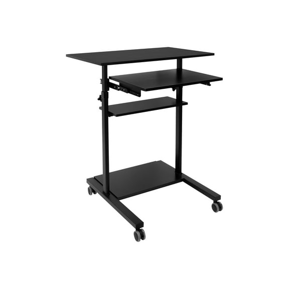 Mount-It! Mobile Standing Desk with Retractable Keyboard | Sit Stand Computer Cart