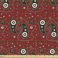 thumbnail image 2 of Ambesonne Abstract Fabric by the Yard Upholstery, Paisley Flowers Dots Art, 1 Yard, White Ruby, 2 of 5
