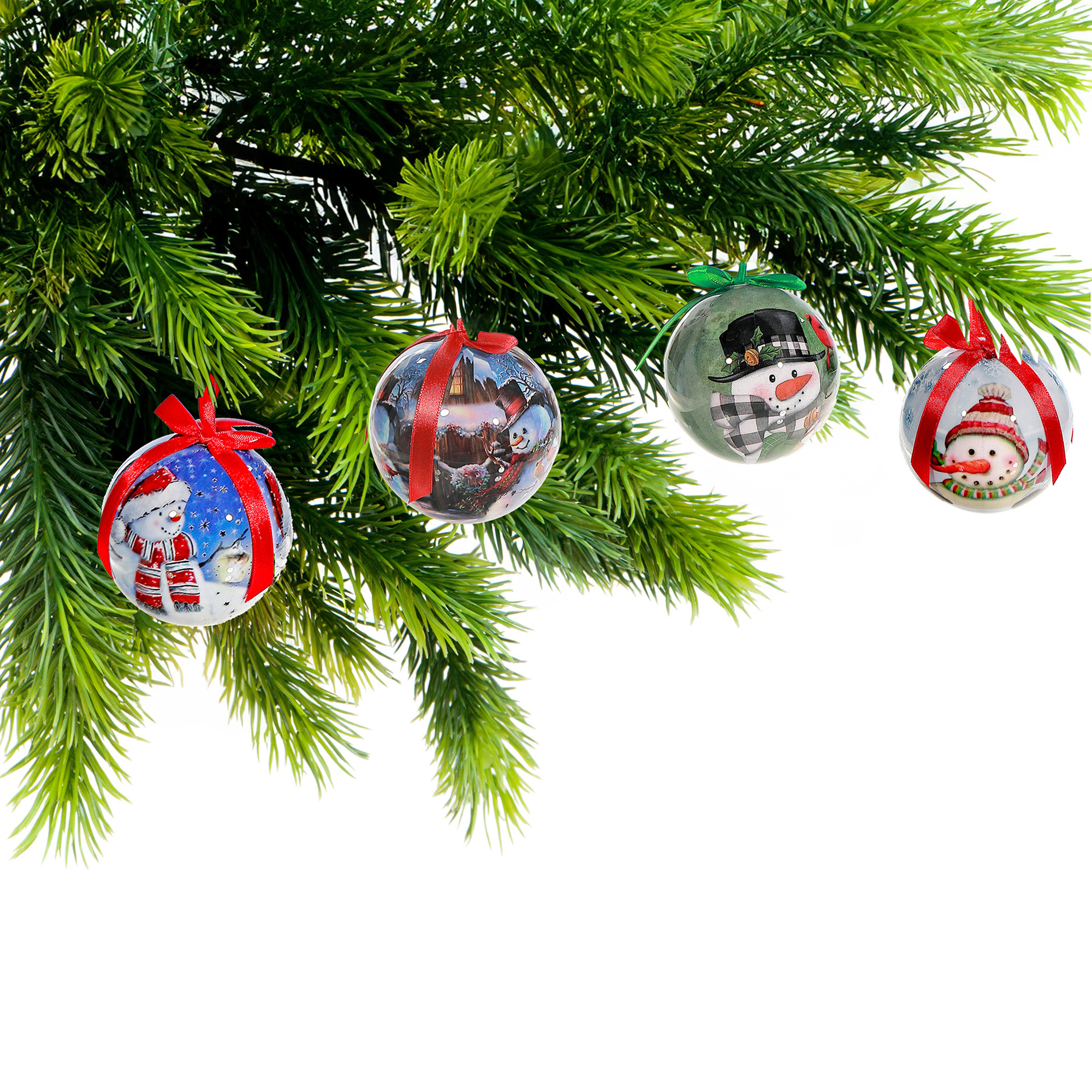 Snowman Ribbon Ornament (Asstd) (12/Disp) - Set of 12