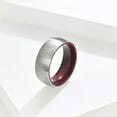 thumbnail image 5 of Wood Inlay Stainless Steel Band Mens 8mm Silver Brushed Anniversary Ring Sz 7-13, 5 of 7