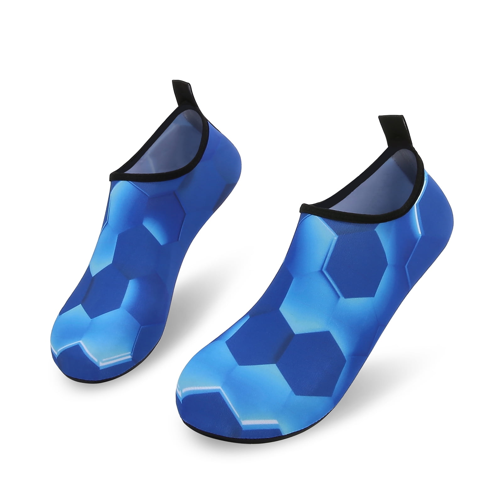 Men and Women a Slip On Barefoot Quick-Dry Beach Aqua Yoga Water Shoes (Hexagon/Blue, 4-5 Women)