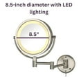 thumbnail image 3 of Jerdon 8.5 inch Diameter Wall-Mounted Lighted Makeup Mirror with 8X-1X Magnification, Nickel Finish, Plug In-Model HL75N, 3 of 5
