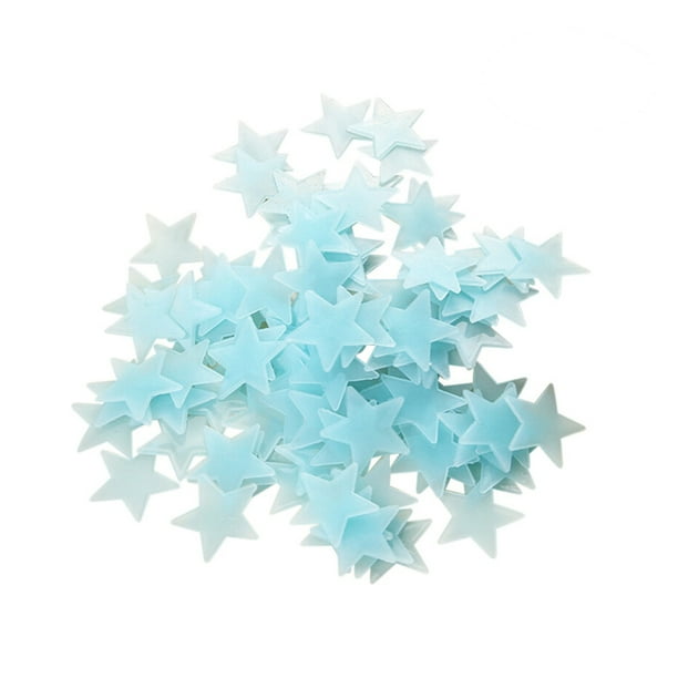 100 pegatinas de pared fluorescentes 3D con estrellas que brillan en la oscuridad, para dormitorio infantil, decoración del hogar (azul)