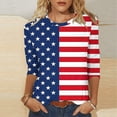 thumbnail image 2 of Htigea American Flag T-Shirts for Women 4th of July 3/4 Sleeve Tops Patriotic Star Stripes Printed Tees Casual Summer Shirts 03 Multicolor XXL, 2 of 5