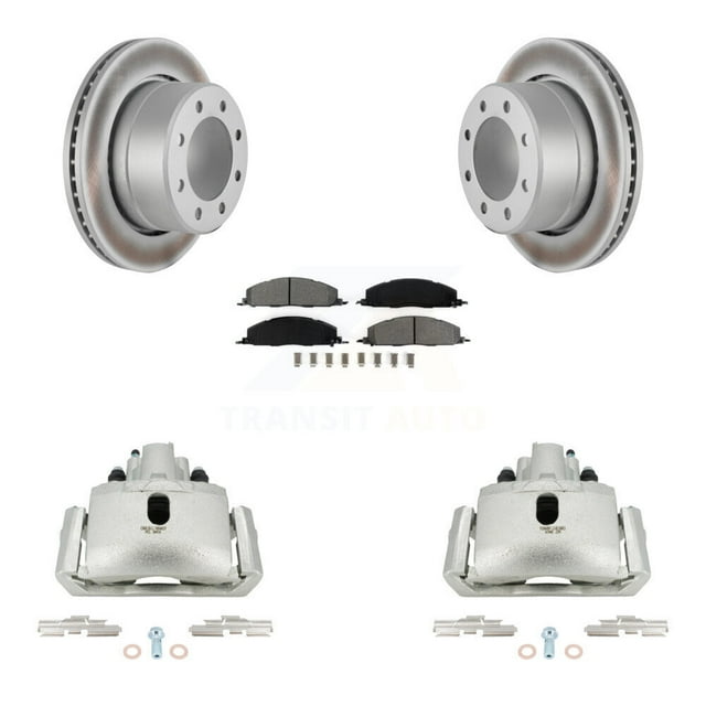 Transit Auto Rear Disc Brake Caliper Coated Rotors and Semi-Metallic Pads Kit for Car 2012 Ram 1500 with 8 Lug Wheels KCG-100080S