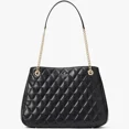 thumbnail image 4 of Kate Spade Carey Quilted Leather Large Tote Bag Chain Shoulder In Black, 4 of 5
