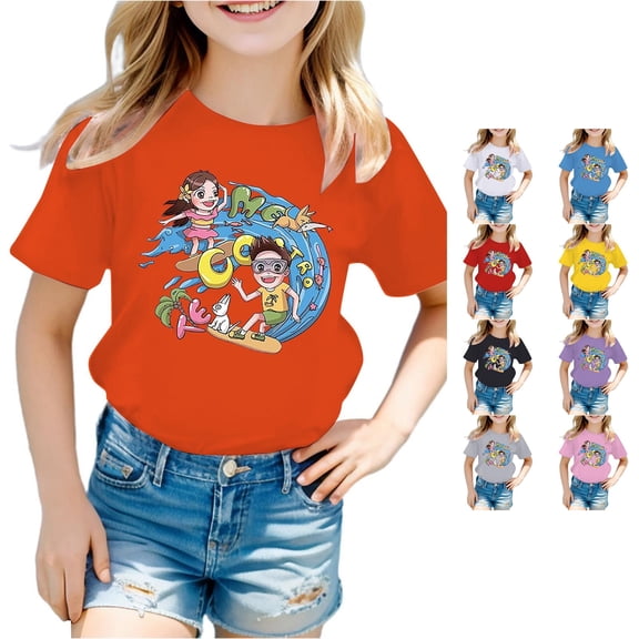 Toddler Girls Short Sleeve T-Shirts Crewneck Tops Cute Printed T Shirt Top Size 2-3T ,Orange