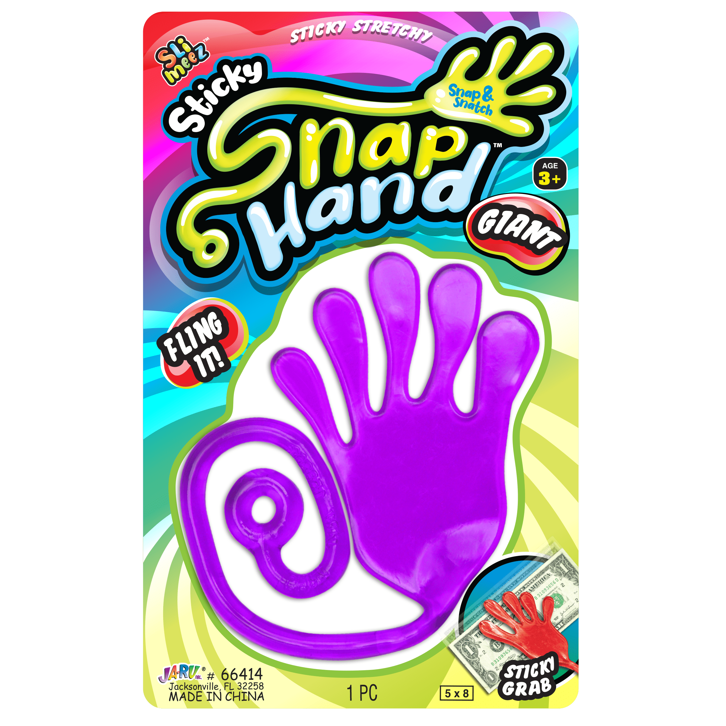 JARU SlimEez Stretchy Sticky Giant Snap Hand, 4 Colors May