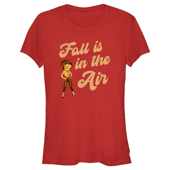 Junior's Betty Boop Fall is in the Air Graphic Tee Red Large