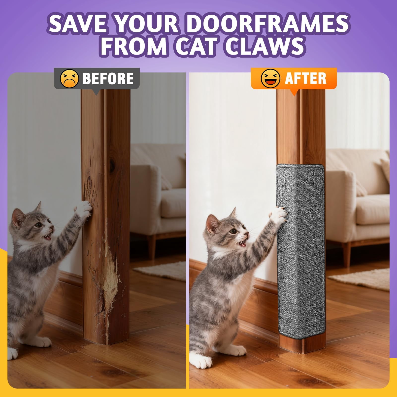 Door Protector From Cat 19.6" X 7.8" Wall Corner Scratcher  Anti Scratch Frame Furniture For Indoor Cats