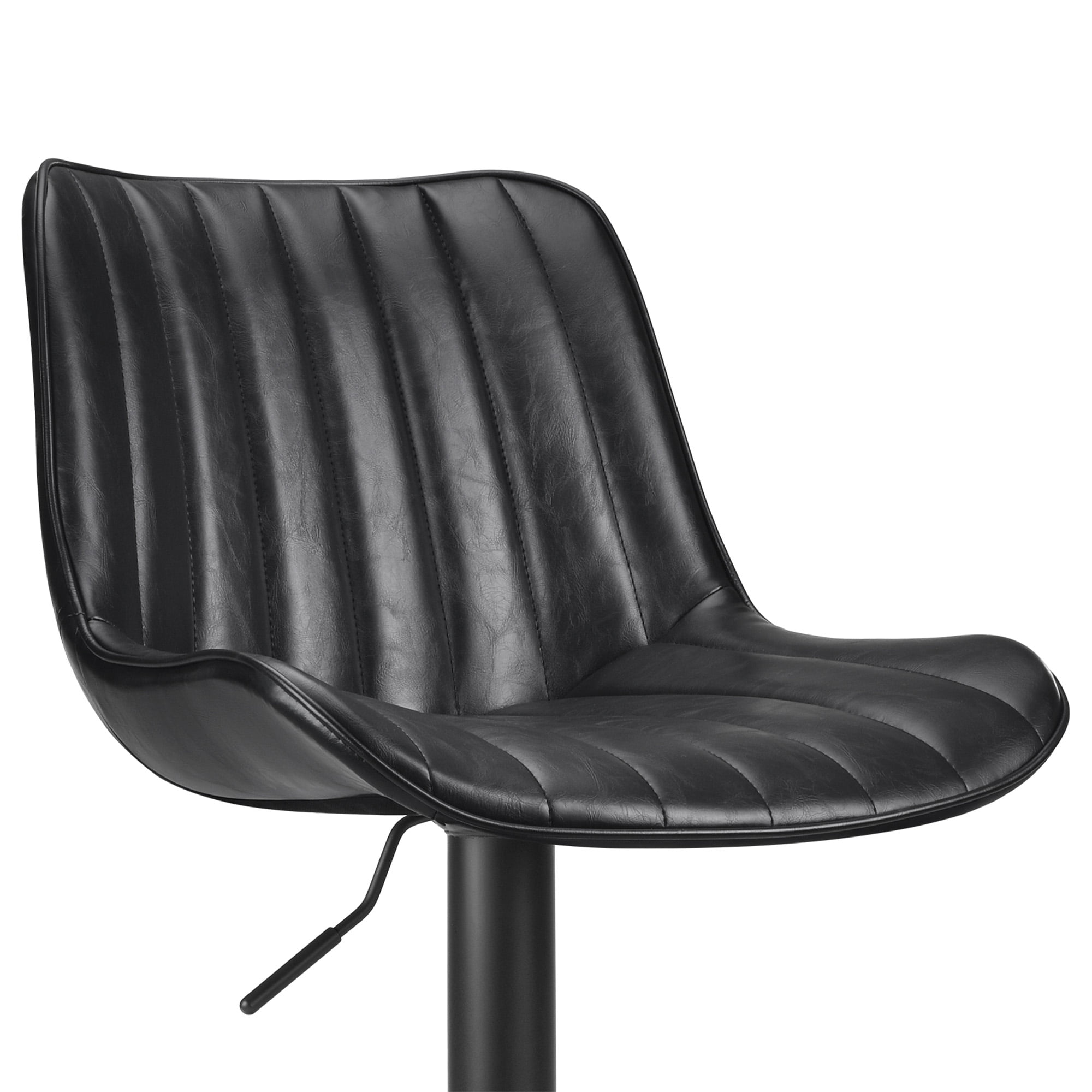 MAYEERTY Black Swivel Adjustable Bar Stools Set of 2, Industrial PU Leather with Back Support for Kitchen Island