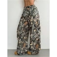 thumbnail image 4 of Women's Camo Cargo Baggy PantsStreetwear Drawstring Wide Leg Trousers Flare Sweatpants, 4 of 6