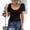 Black, variant on QHWAUAKFBN T Shirts For Women Loose Fit Short Sleeve Scoop Neck Ribbed Fitted Kni Basic Tight Henley Solid Color Summer Tshirts Top