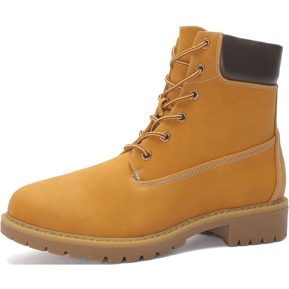 Yolanda Zula Bottes de Travail pour Femmes Antidérapantes à Lacets Bottillons à Embout d'Acier Chaussures d'Extérieur Montantes Jaunes