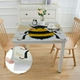 thumbnail image 2 of HAOXIT Cartoon Bee Square Fitted Tablecloth Sweet Honey Blooming Flowers Leaves Tree Elastic Edge Tablecloth Waterproof Oilcloth Table Cover 46*46, 2 of 7