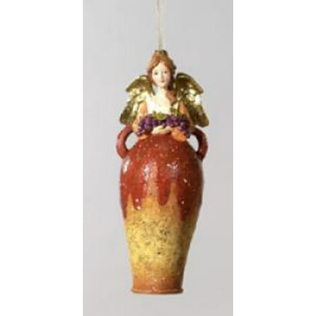 Kurt Adler 7" Large Lady Angel Urn with Grapes Christmas Ornament - Brown
