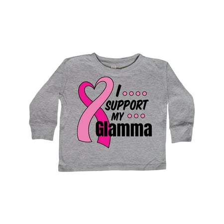 

Inktastic Breast Cancer Awareness I Support My Glamma with Pink Ribbon Gift Toddler Boy or Toddler Girl Long Sleeve T-Shirt