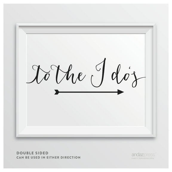 To The I Do's Formal Black Wedding Party Directional Signs, Double-Sided