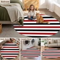 thumbnail image 5 of Red Black Stripe Round Area Rug 7 FT,Non Slip Living Room Area Carpet,Farmhouse Watercolor Modern Geometric Washable Soft Circular Rug Non-Shedding Floor Carpet for Bedside Office Play Room Classroom, 5 of 9