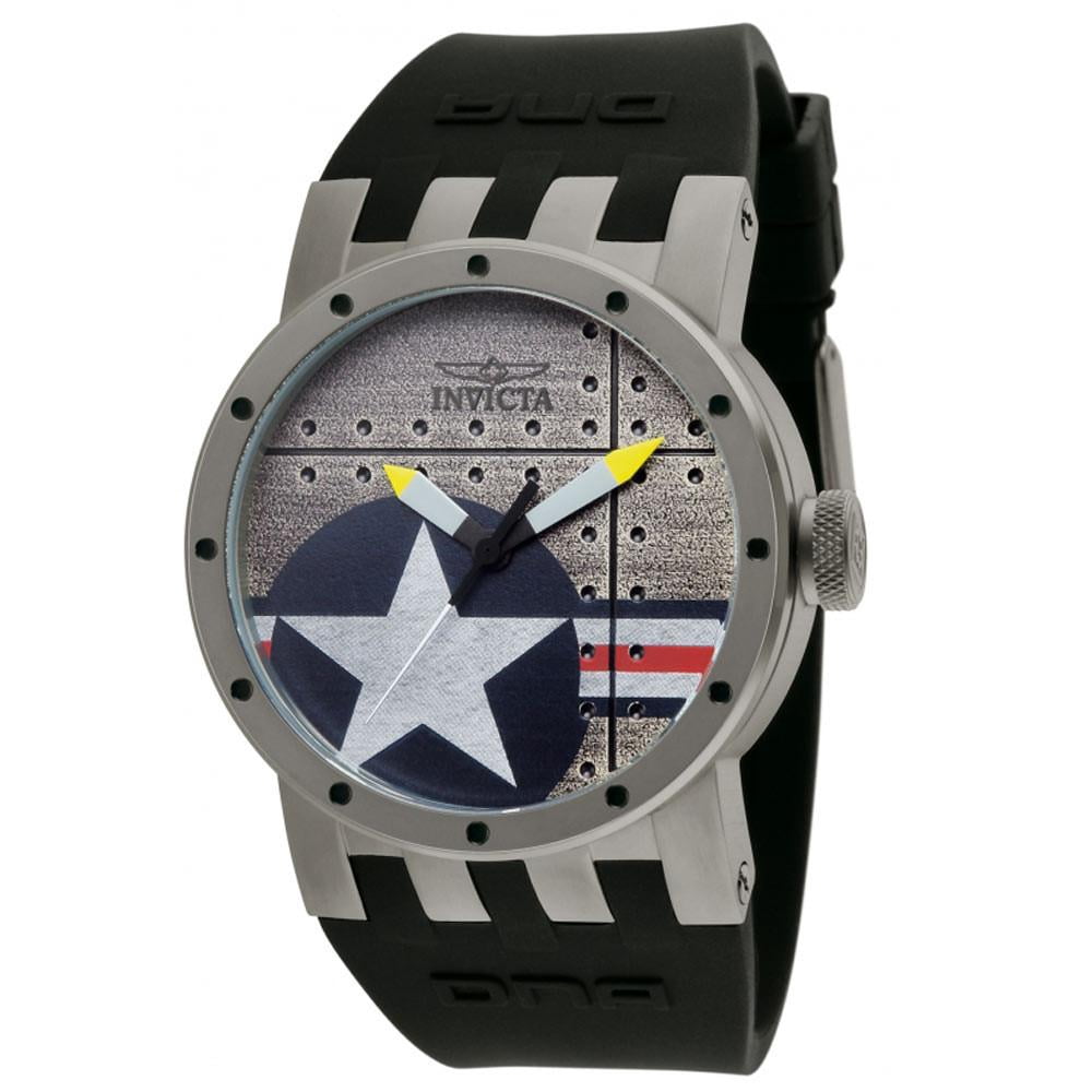 Invicta Men's 11647 DNA Bomber Silver Dial Black Silicone Watch