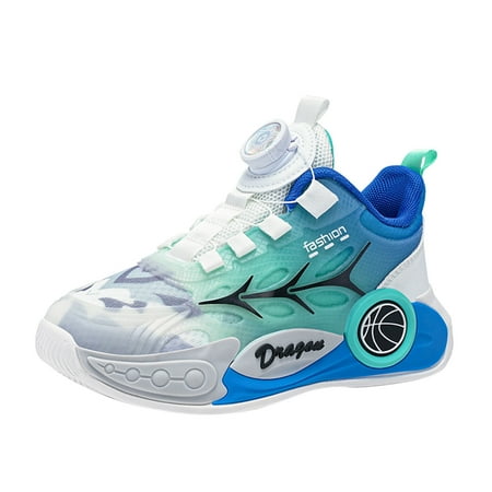 EHQJNJ Toddler Shoes Boys Wide Toe Youth 2024 New Mesh Children's Basketball Shoes Boys' Rotating Button Sports Shoes Medium and Large Children's Shoes Toddler Shoes Boys Wide 12.5-13 Years