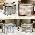 thumbnail image 4 of Clear Book Storage Bag with Reinforced Handles - Heavy Duty Plastic Comic Book Organizer & DVD Storage Bin - Collapsible Media Tote with Zipper Lid for Books, Journals and Albums - 15" x 9.5" x 12.6", 4 of 7