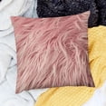 thumbnail image 2 of BANET Ashler Pink Faux Fur Pillow Covers, Fluffy Fuzzy Throw Pillows, Luxurious Shaggy Cushion Covers for Bedroom, Living Room 18x18in, 2 of 5