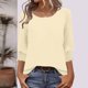 thumbnail image 2 of Sudadera para mujer,Camisa informal de poliéster con cuello redondo y mangas 3/4 para mujer, suave y transpirable, ideal para uso diario, sopatenor, 2 of 9