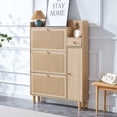 thumbnail image 2 of Modern Minimalist Beige Japanese Rattan Storage Cabinet - Shoe Cabinet & Bedside Table for Corridors & Living Rooms, 2 of 9
