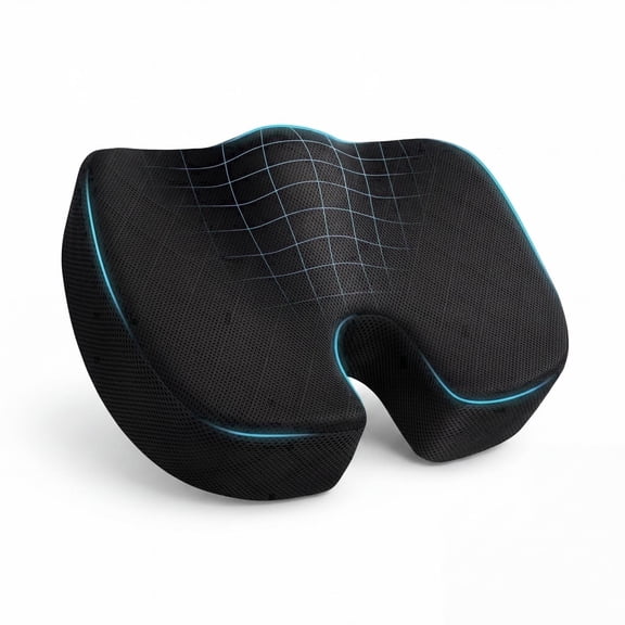 Seat Cushion – Memory Foam Cushion for Tailbone & Coccyx Pain Relief, Ergonomic Desk Chair Cushion for Long Hours of Sitting – Office Workers & Car Drivers