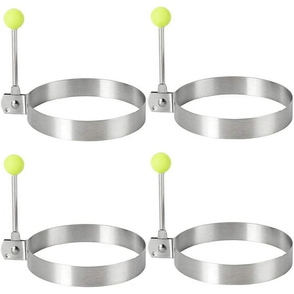 4PCS Egg Ring, Round Pancake Mold, Egg Cooker Rings For Cooking, Stainless Steel Non Stick Round Egg Ring Mold For Fried Egg Sandwiches