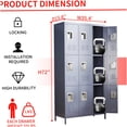 thumbnail image 5 of Gray 9 Compartment Metal Storage Locker Cabinet with Lock for Gym, Office, School Use, 5 of 10