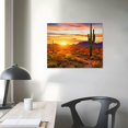 thumbnail image 3 of Nawypu  Modern Canvas Wall Art Golden Sunset Arizona Sonoran Desert Landscape Painting Saguaro Cactus Pictures Print on Canvas Botanica Decor for Bedroom Living Room Office 20x16 inch, 3 of 4