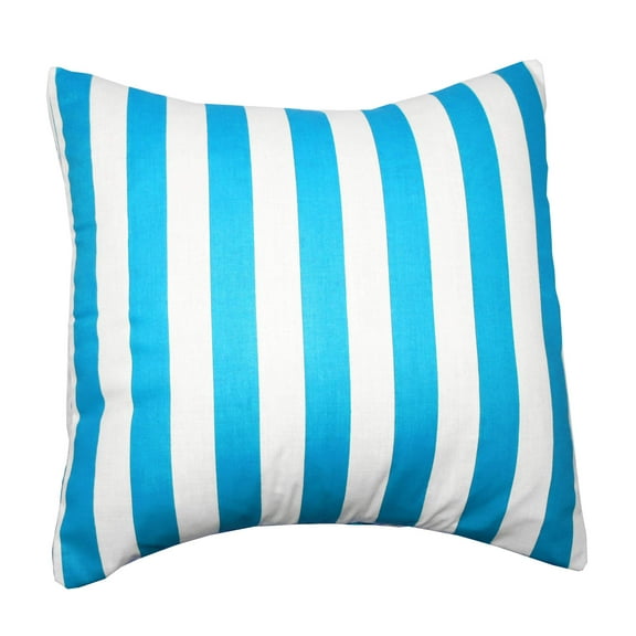Cotton 1 Inch Stripe Decorative Throw Pillow/Sham Cushion Cover Turquoise and White