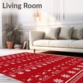 thumbnail image 2 of ODIKA 4'x6' Machine Washable Non-Slip Area Rug, Winter Wonderland Forest Scene with Reindeer and Falling Snowflakes High Traffic Rug with Pad, Red, 629523, 2 of 8
