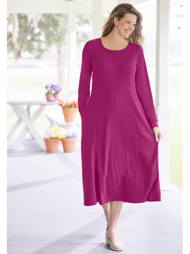 Woman Within Plus Size Petite Thermal Knit A-Line Dress Woman Within Plus Size Petite Thermal Knit A-Line Dress