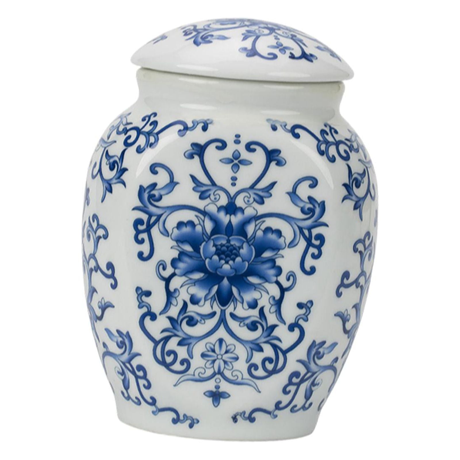 10 in. Oriental Furniture Floral Blue and White Porcelain Ginger Jar  BW-GJAR-BWFL - The Home Depot