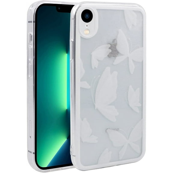 Case for iPhone XR, Unique Cartoon for Girls TPU Bumper Protective Case for iPhone XR (6.1 inch), White Butterflies