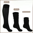 thumbnail image 2 of Women Slouch Socks 3 Pairs Long Cotton Knee High Thick Scrunch Socks, 2 of 6