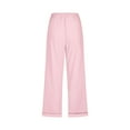 thumbnail image 5 of Moxiu Women's Summer Pants Capri Pants for Women Casual 2025 Drawstring Elastic High Waist Linen Pant Straight Wide Leg Cropped Trouser Pink,XXXXXL, 5 of 5