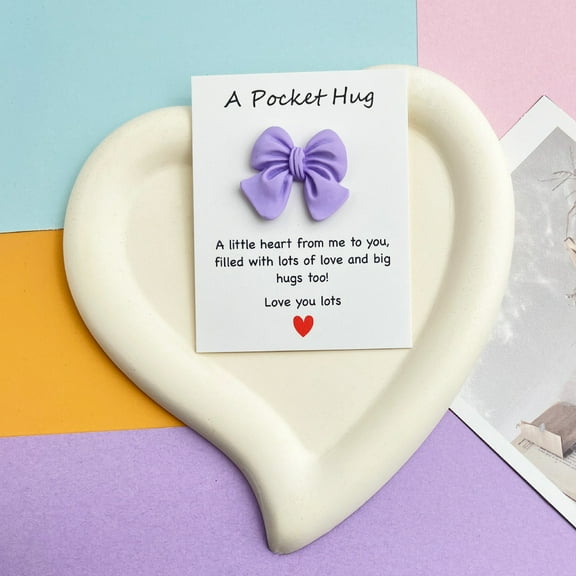 Ohmyroo Cute Bow Pocket Blessing Message Card Phone Back Sticker Refrigerator Sticker Potted Decoration Accessory